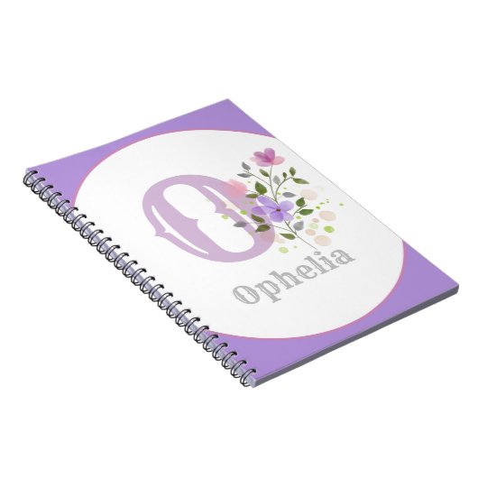 Carnet Monogram & Nom with Flowers (Côté Droit)