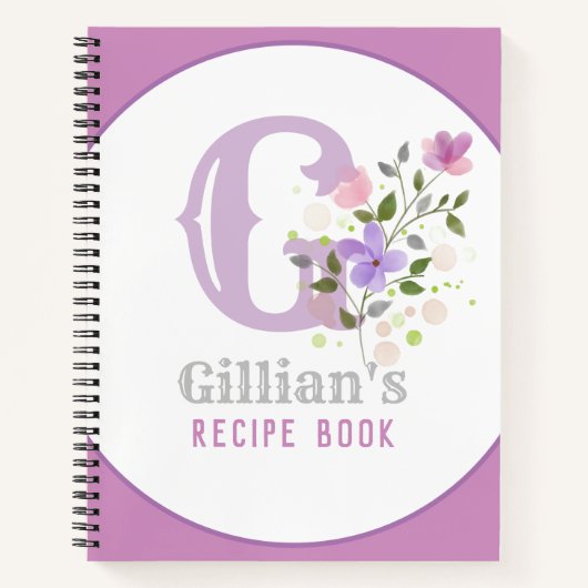 Carnet Monogram & Nom with Flowers (Devant)