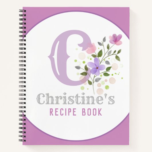 Carnet Monogram & Nom with Flowers (Devant)