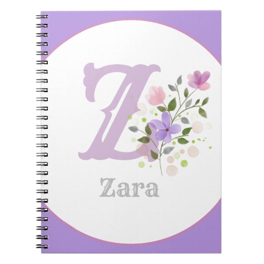 Carnet Monogram & Nom with Flowers (Devant)