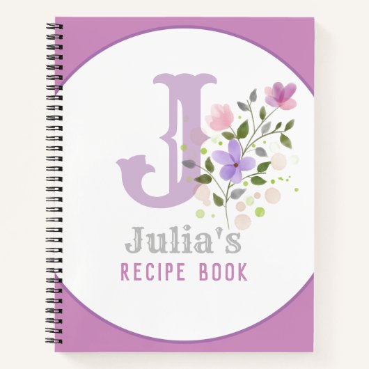 Carnet Monogram & Nom with Flowers (Devant)