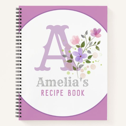 Carnet Monogram & Nom with Flowers (Devant)