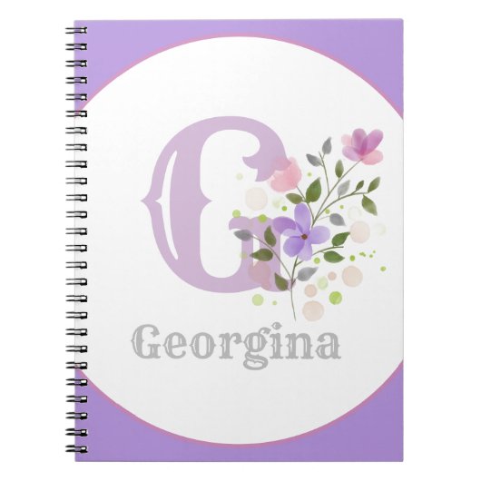 Carnet Monogram & Nom with Flowers (Devant)