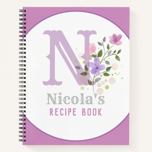 Carnet Monogram & Nom with Flowers (Devant)