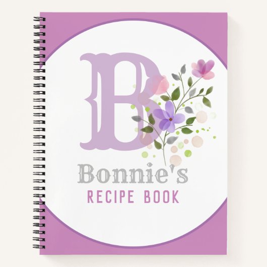 Carnet Monogram & Nom with Flowers (Devant)