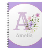 Carnet Monogram & Nom with Flowers (Devant)