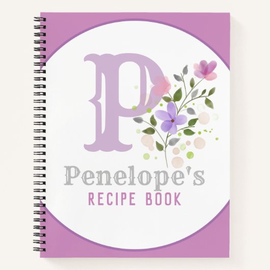 Carnet Monogram & Nom with Flowers (Devant)