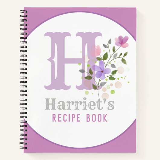 Carnet Monogram & Nom with Flowers (Devant)