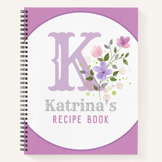 Carnet Monogram & Nom with Flowers (Devant)