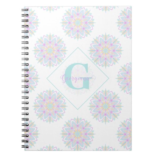 Carnet Monogram Pastel Rainbow Sundae Polka Dot Mandala (Devant)