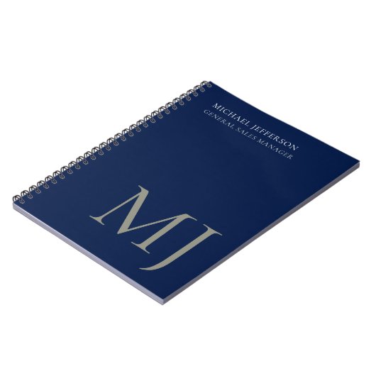 Carnet Monogram Plain Dark Blue Trendy Business (Côté gauche)