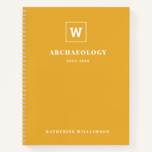 Carnet Monogram School Sujet Étudiant Jaune Nom personnal