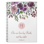 Carnet Monogram Scripture Burgundy Watercolor Floral  (Devant)