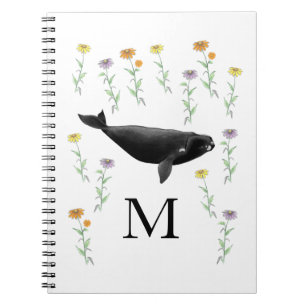 Carnet Monogram Whale In Spring Garden Art