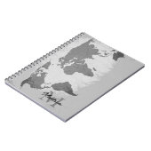 Carnet Monogram World Map Traveler Name Gift Favor (Côté gauche)