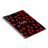 Carnet monogramlish motif de coeur rouge sur noir (Côté Droit)