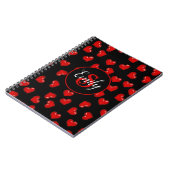 Carnet monogramlish motif de coeur rouge sur noir (Côté gauche)