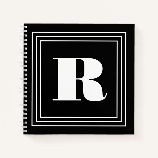 Carnet Monogramme 3 cadres | Noir et blanc (Devant)