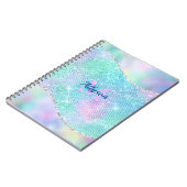 Carnet Monogramme 3D, Nom, Étincelle Iridescente (Côté gauche)