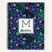 Carnet Monogramme 90s Motif floral brillant Fleurs tendan (Devant)