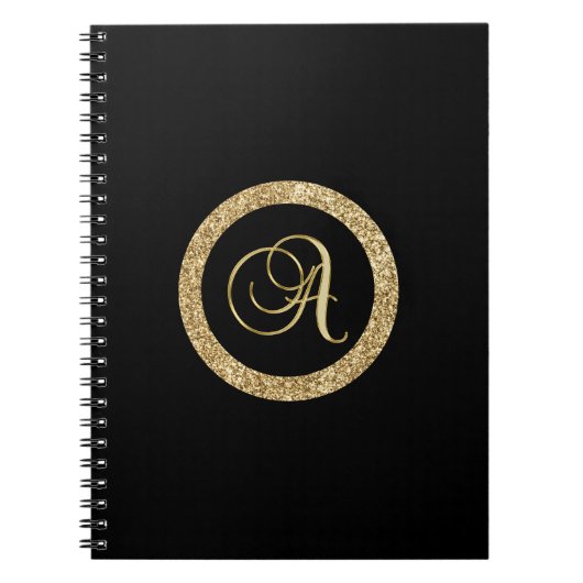 Carnet Monogramme A, élégant script doré (Devant)