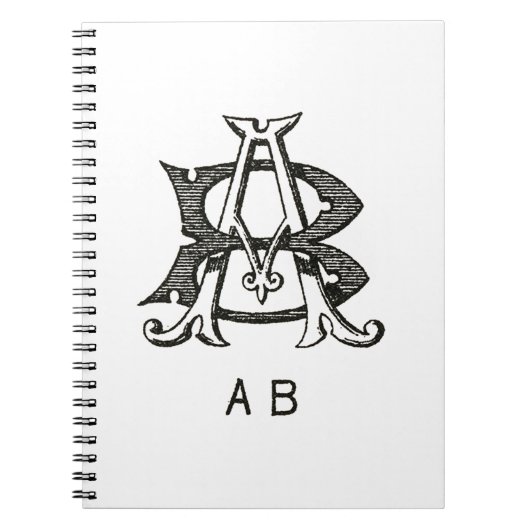Carnet Monogramme A et B, Couple Initial A et B, Mariage (Devant)