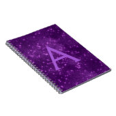 Carnet Monogramme à étincelle violette et initiale (Côté Droit)
