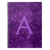 Carnet Monogramme à étincelle violette et initiale (Devant)