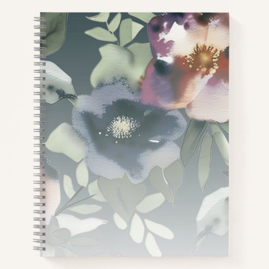 Carnet Monogramme à gauche Nom du script Aquarelle Floral (Devant)