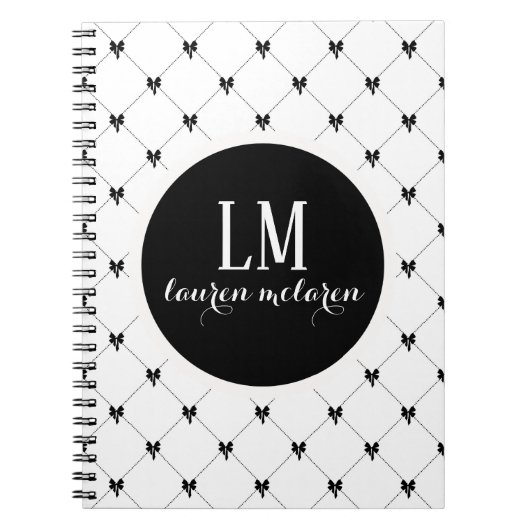 Carnet Monogramme à l'arc blanc & noir (Devant)