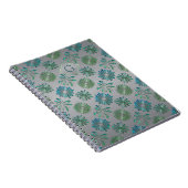 Carnet Monogramme à motif bleu vert orné élégant (Côté Droit)