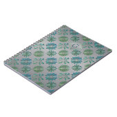 Carnet Monogramme à motif bleu vert orné élégant (Côté gauche)