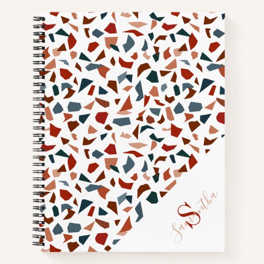 Carnet Monogramme à motif terrazzo moderne (Devant)