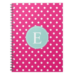 Carnet Monogramme à points rose chaud