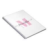 Carnet Monogramme à pois rose clair et blanc féminin (Côté Droit)