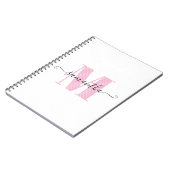 Carnet Monogramme à pois rose clair et blanc féminin (Côté gauche)