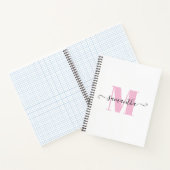 Carnet Monogramme à pois rose clair et blanc féminin (Intérieur)