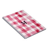 Carnet Monogramme à rayures écossaises rose et blanc fémi (Côté Droit)