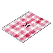 Carnet Monogramme à rayures écossaises rose et blanc fémi (Côté gauche)