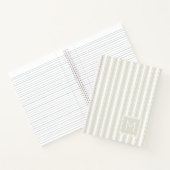 Carnet Monogramme à rayures neutres beige et blanc (Intérieur)