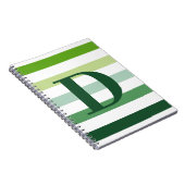 Carnet Monogramme à rayures vertes tendance (Côté Droit)