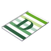 Carnet Monogramme à rayures vertes tendance (Côté gauche)