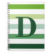 Carnet Monogramme à rayures vertes tendance (Devant)