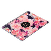 Carnet monogramme Abstrait à motif floral rose (Côté gauche)