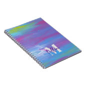 Carnet Monogramme Abstrait bleu vert pourpre blanc (Côté Droit)