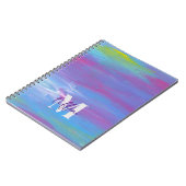 Carnet Monogramme Abstrait bleu vert pourpre blanc (Côté gauche)