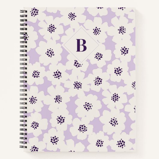 Carnet Monogramme Abstrait de lavande florale (Devant)