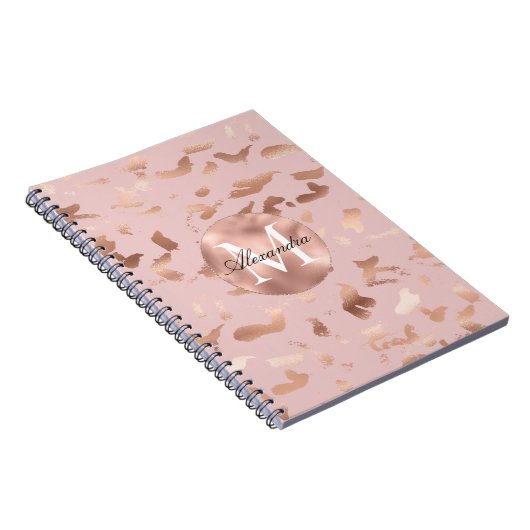 Carnet Monogramme Abstrait Glam Rose Gold Blush (Côté Droit)