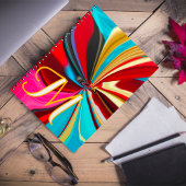 Carnet Monogramme Abstrait Liquéfié Bleu Rouge Or Unique