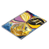 Carnet Monogramme Abstrait Liquéfié Fleur Or Violet 3D (Côté gauche)